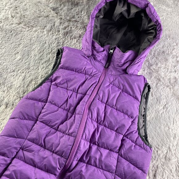 Tangerine Jackets & Blazers - Tangerine Vest Womens Small Purple Puffer Hooded Hiking Outdoor Casual Gorp